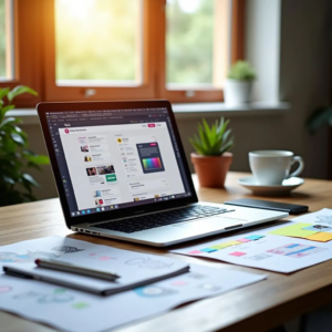 "Freelance Webflow development expert creating a stunning website layout for a client project."